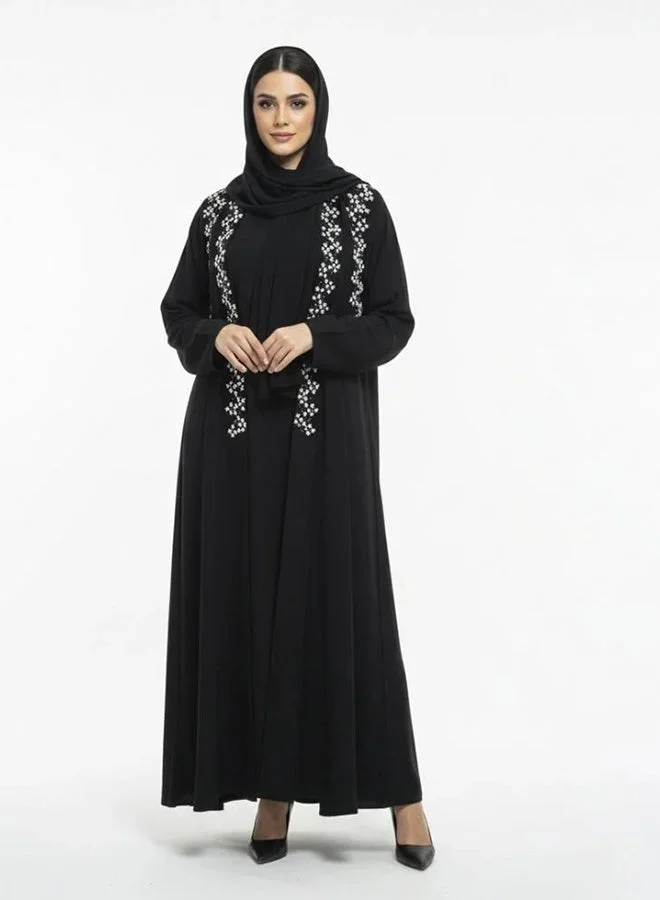 عبايات لمحة عباية ثُريّا سوداء بالشك والتطريز